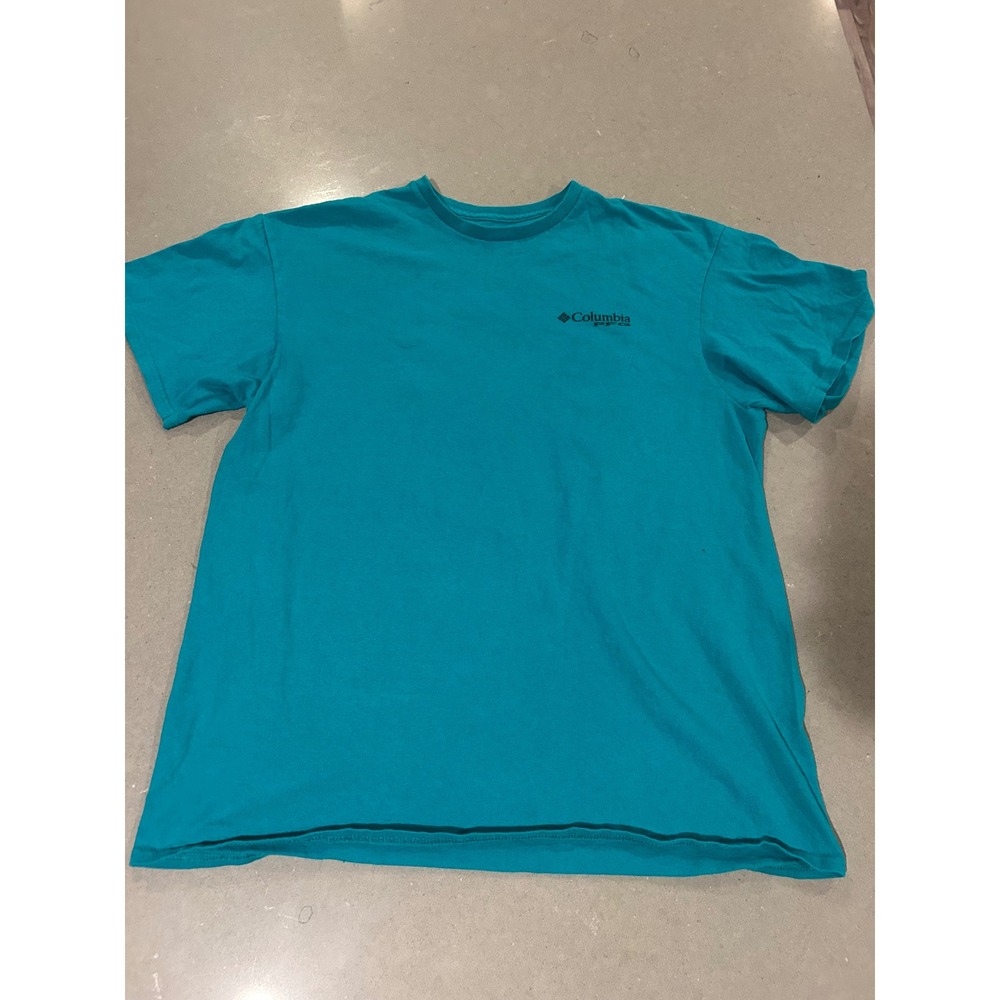 Columbia Sportswear Fishing Gear Shirt Men's Large Teal Short Sleeve Performance